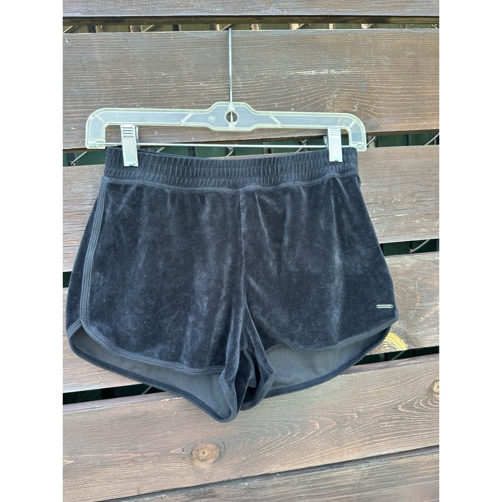 Hollister Women's Velour Mini Shorts Black‎ Y2K Soft Lounge Velvet Small